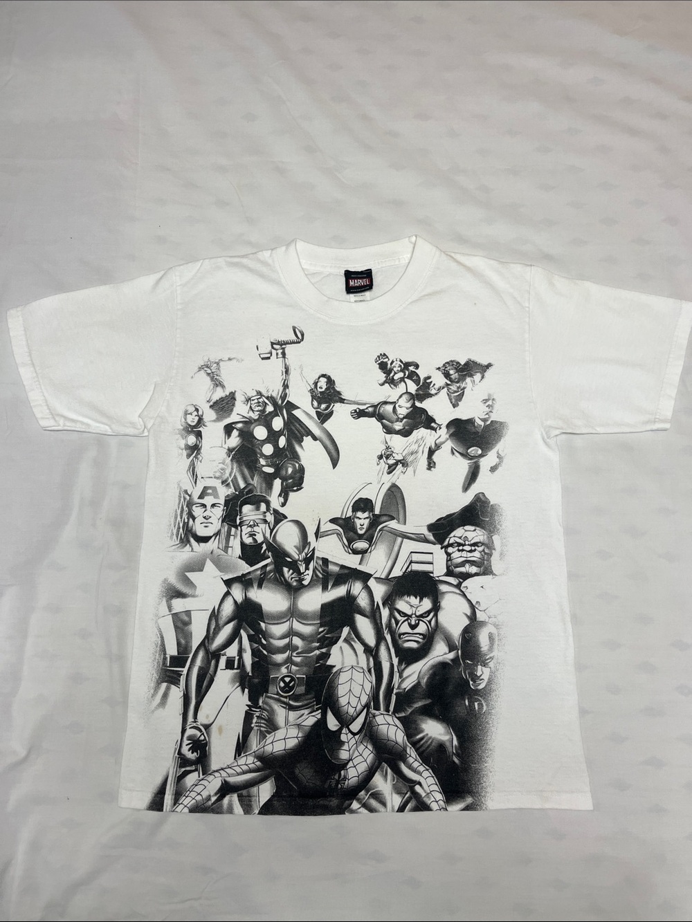 Marvel White & Black Iconic Heroes Graphic Tee
